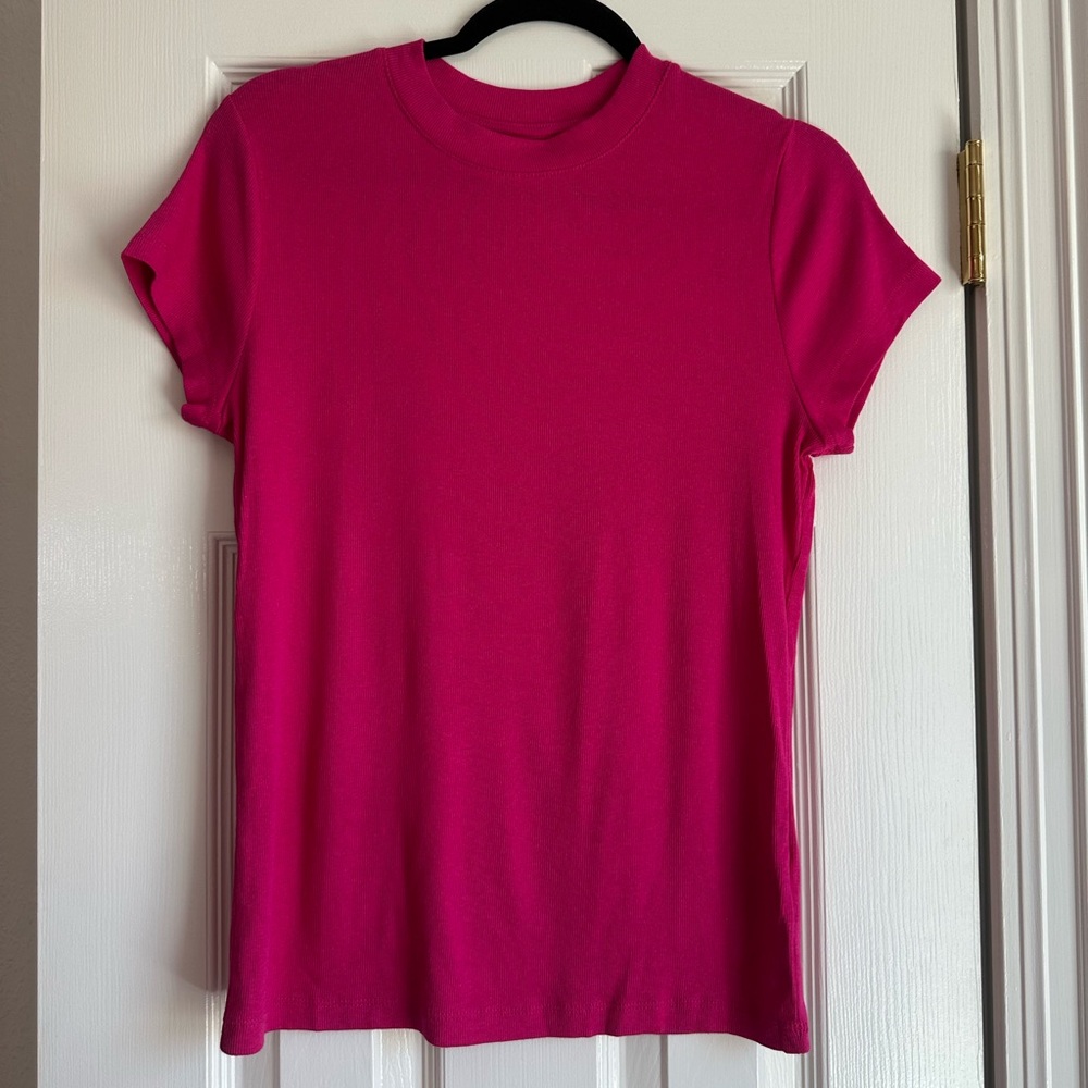 A New Day Pink Slim Fit Ribbed T-Shirt Size M NEVER WORN in perfect condition - Picture 2 of 6